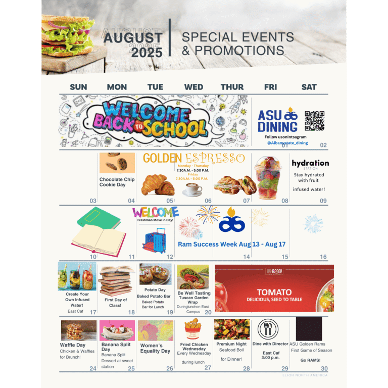 August 2025: Dining Calendar