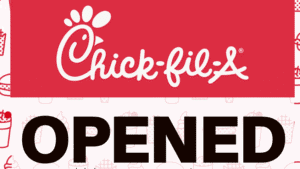 Image showing text: "Chick-fil-A Opened"