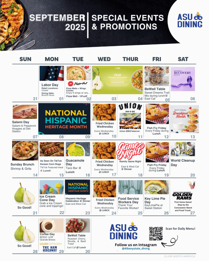 September Calendar with event dates for the month.