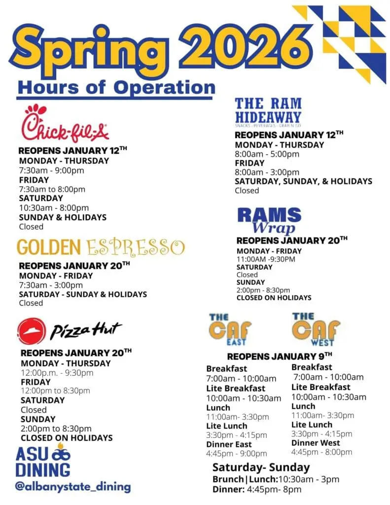 Visual schedule of dining locations